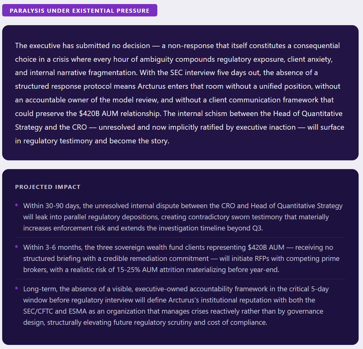 Example board verdict produced by an AIRE Council assessment